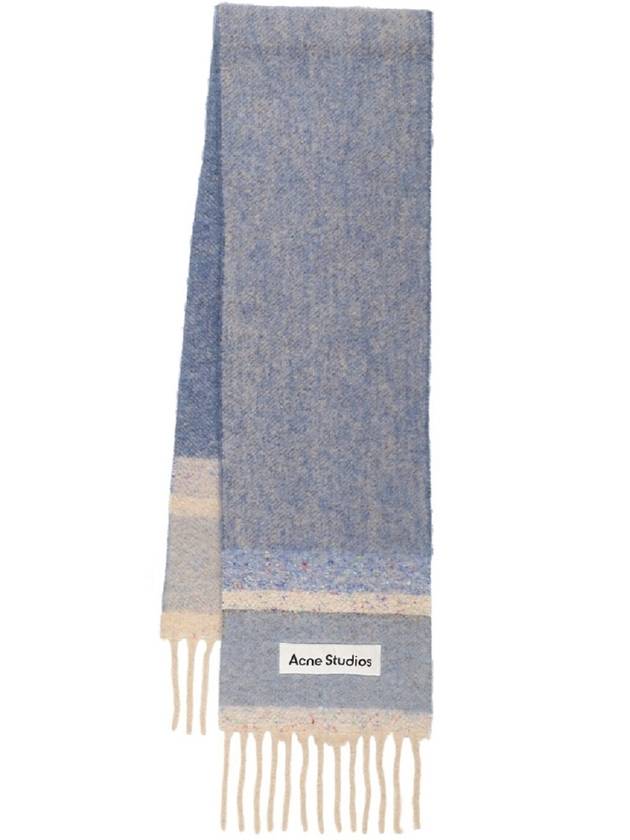 Logo Patch Fringe Muffler Denim Blue - ACNE STUDIOS - BALAAN 2