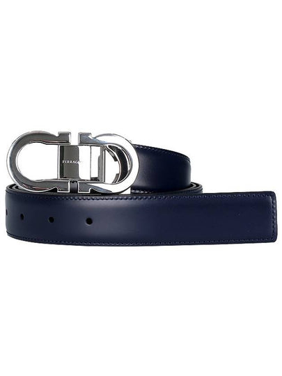 Gancini Reversible Leather Belt Midnight Blue - SALVATORE FERRAGAMO - BALAAN 2