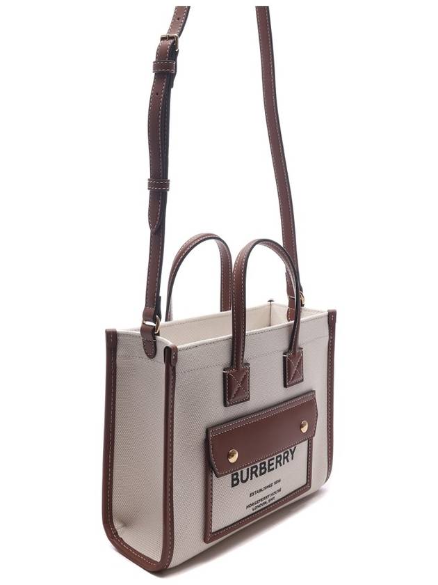 Mini Two-Tone Canvas and Leather Freya Tote Bag Natural Tan - BURBERRY - BALAAN 4