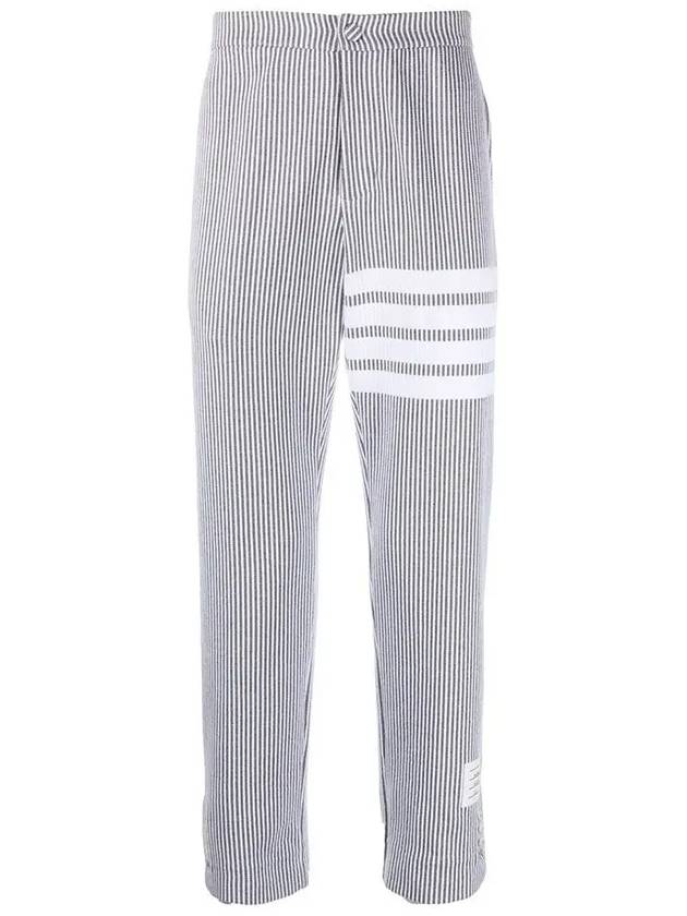 Seersucker Loopback 4 Button Vent Straight Pants Light Grey - THOM BROWNE - BALAAN 3