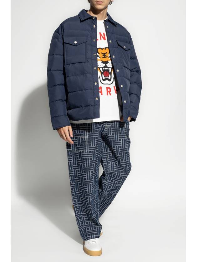 Quilted Padded Shirt Jacket Midnight Blue - KENZO - BALAAN 3