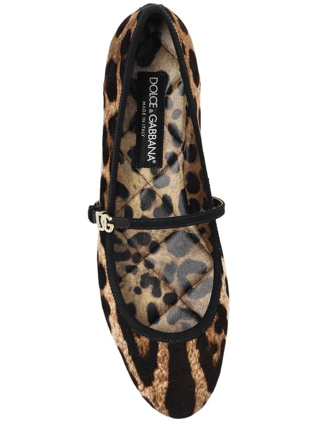 Dolce & Gabbana Velvet Ballerinas With Animal Motif, Women's, Brown - DOLCE&GABBANA - BALAAN 6