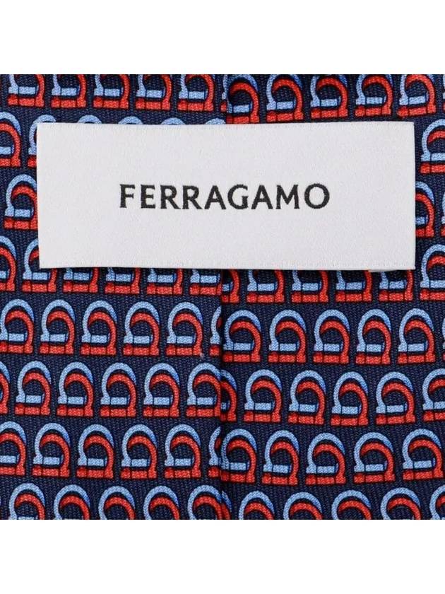 Interwoven Gancini Print Silk Tie Blue Red - SALVATORE FERRAGAMO - BALAAN 4