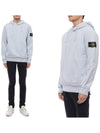 Logo Patch Cotton Fleece Hoodie Light Blue - STONE ISLAND - BALAAN 2