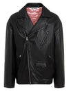 Leather Zip-Up Biker Jacket Black - ACNE STUDIOS - BALAAN 1