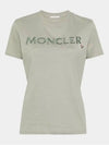 Women s Lettering Embroidery Logo Short Sleeve T Shirt Sage Green 8C00006 829HP 92G - MONCLER - BALAAN 1