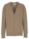 Back Stitch Logo Wool V-Neck Cardigan Camel - MAISON MARGIELA - BALAAN 1