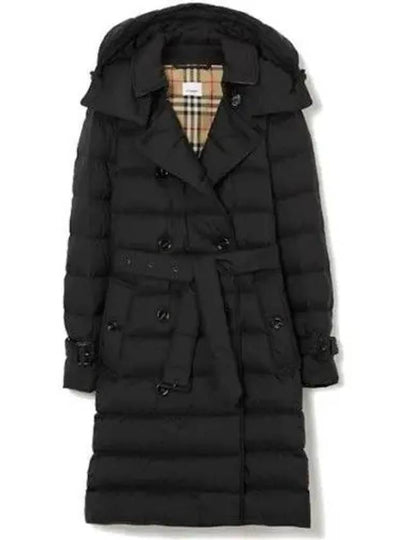 Women's Double Breasted Hooded Padded Black - BURBERRY - BALAAN 2