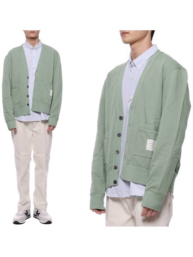 Garment Dyed V Neck Cardigan Green - THOM BROWNE - BALAAN 3