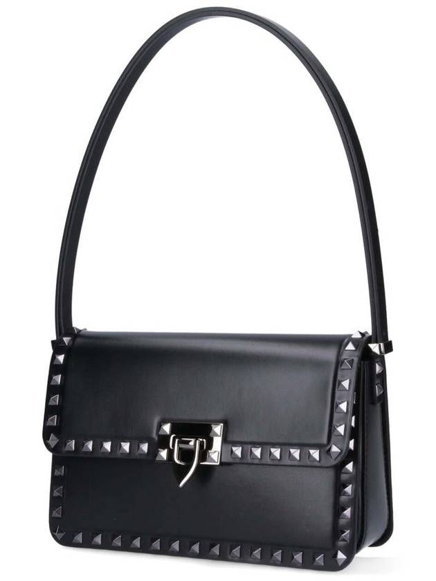 Rockstud Leather Shoulder Bag Black - VALENTINO - BALAAN 3