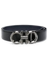 Gancini Buckle Reversible Leather Belt Navy Black - SALVATORE FERRAGAMO - BALAAN 2