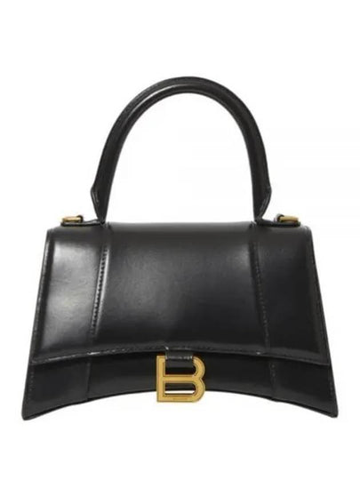 Hourglass Small Tote Bag in Shiny Box Calfskin Black - BALENCIAGA - BALAAN 2