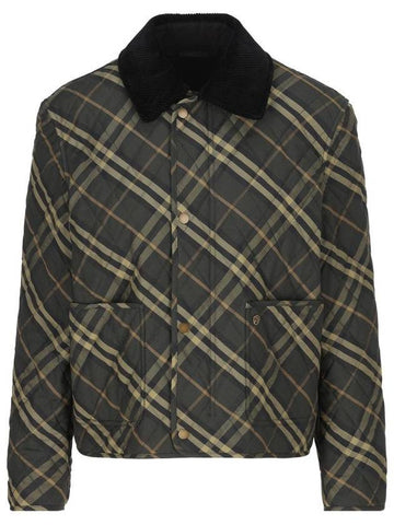 Barn Checked Quilted Cropped Jacket Shadow - BURBERRY - BALAAN 1