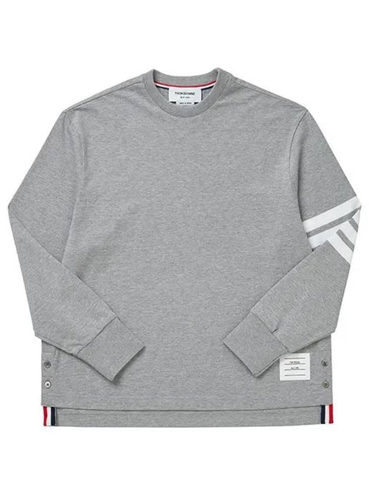 Engineered 4 Bar Medium Weight Jersey Oversized Long Sleeved T-Shirt Light Grey - THOM BROWNE - BALAAN 2