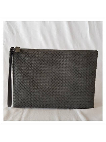 Intrecciato Strap Clutch Bag Grey - BOTTEGA VENETA - BALAAN 2