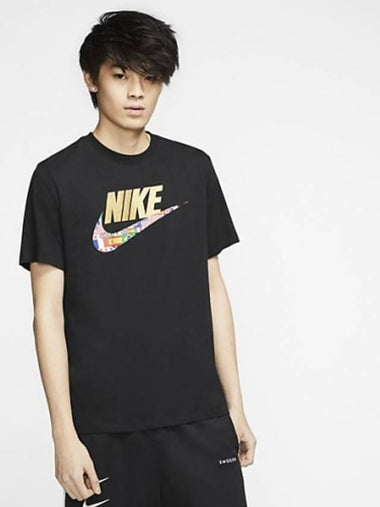 01CT6551010Universal flag futuristic tshirtblack - NIKE - BALAAN 1