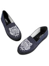 tiger embroidered denim espadrilles navy - KENZO - BALAAN.