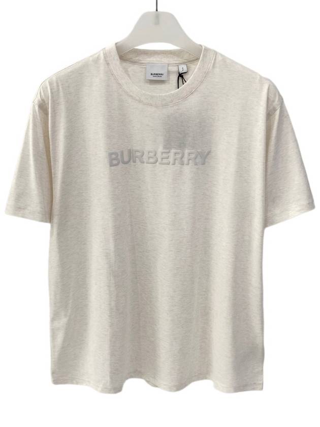 Men's Logo Print Cotton Jersey Short Sleeve T-Shirt Oatmeal Melange - BURBERRY - BALAAN 2