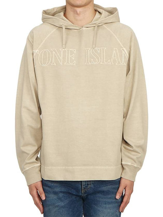 Men's Garment Dyed OLD Treatment Cotton Hoodie Dove Grey - STONE ISLAND - BALAAN 2