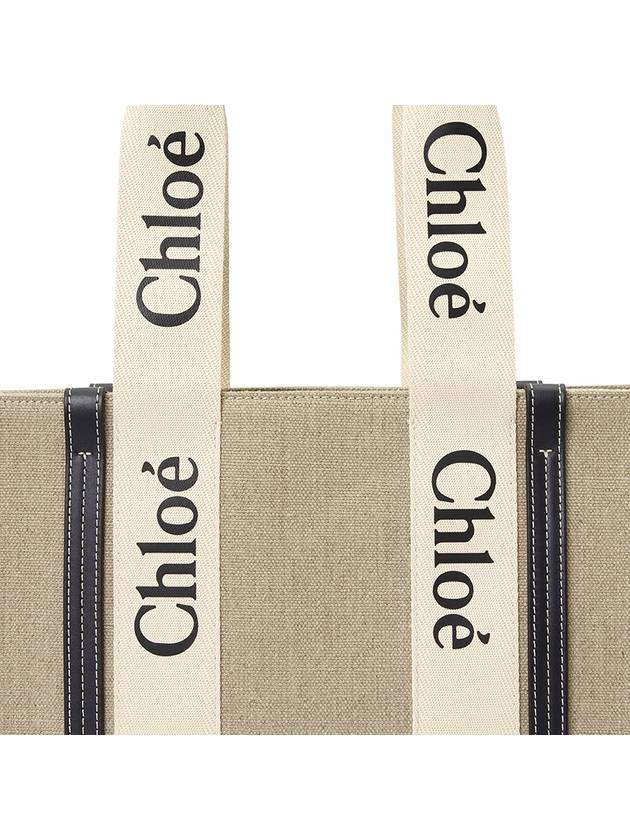 Woody Canvas Medium Tote Bag White Navy - CHLOE - BALAAN 8