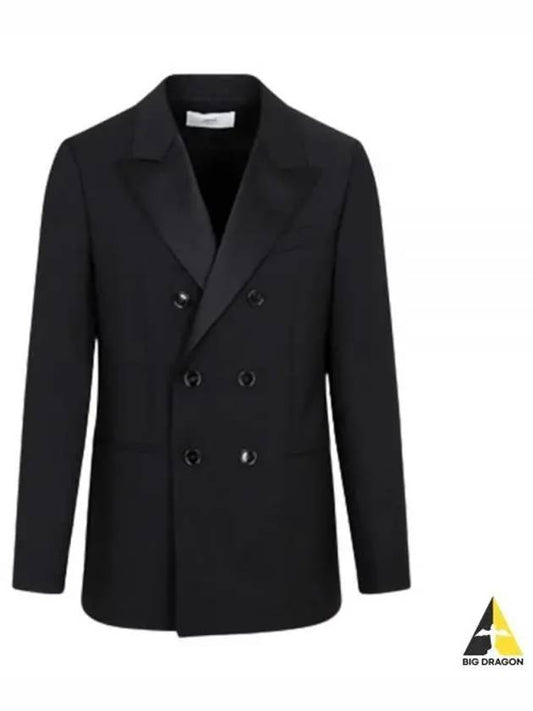 Double Breasted Smoking Jacket Black - AMI - BALAAN 2