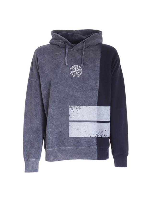 Logo Print Felpa Hoodie Navy - STONE ISLAND - BALAAN 1