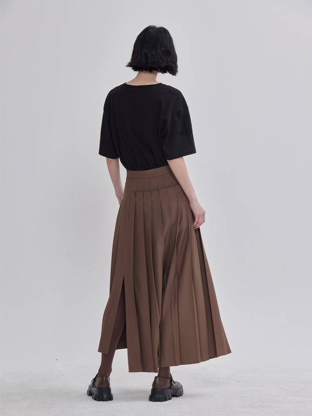 imbalance pleated design skirt brown - LIE - BALAAN 5