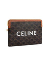 CELINE Small Pouch With Strap Signature In Triomphe Canvas With Print Tan 10J502FES 04LU - CELINE - BALAAN