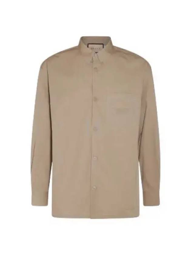 Heavy Cotton Poplin Long Sleeve Shirt Beige - GUCCI - BALAAN 2