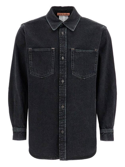 Cotton Denim Long Sleeve Shirt Black - ACNE STUDIOS - BALAAN 2