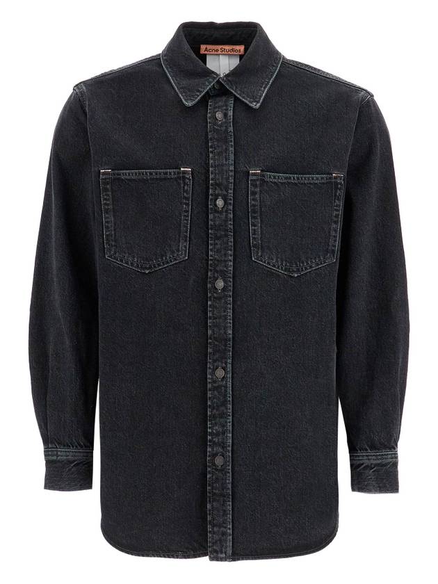 Cotton Denim Long Sleeve Shirt Black - ACNE STUDIOS - BALAAN 1