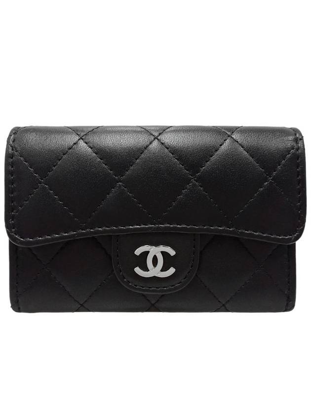 Women s A80799 Lambskin black silver snap card holder business wallet - CHANEL - BALAAN 1