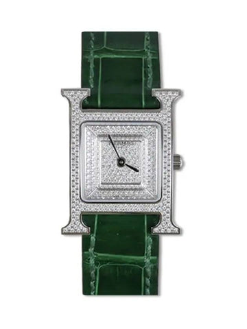 H Hour Full Diamond Bert Alligator Silver B - HERMES - BALAAN 1