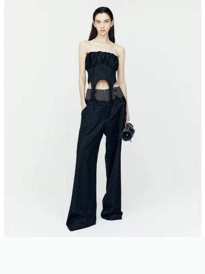 Lace-Up Double Waist Straight Wide Pants Black - ANDERSSON BELL - BALAAN 2