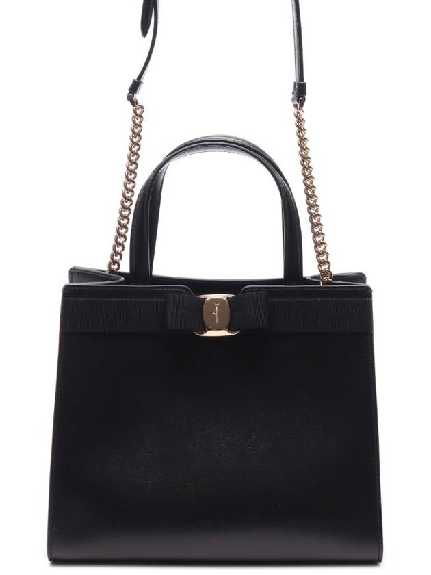 Vara Bow Top Handle Tote Bag Black - SALVATORE FERRAGAMO - BALAAN 3