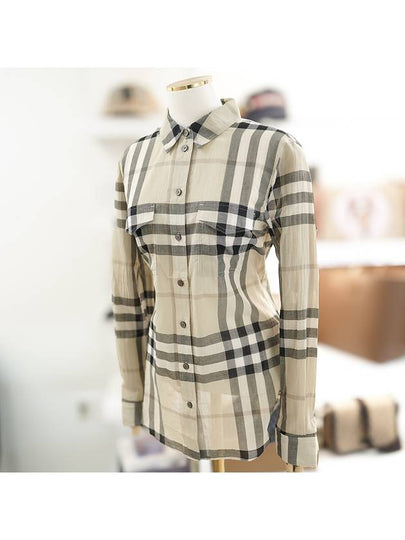 Two pocket checked cotton shirt beige - BURBERRY - BALAAN 2