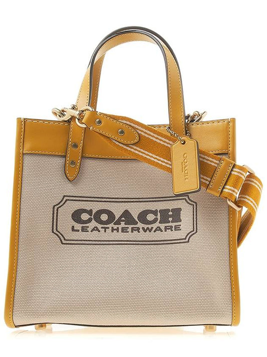 Women's Field Tote Bag CH740 NATURAL CANVAS YELLOW GOLD - COACH - BALAAN 1