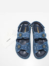 CC Button Printed Denim Velcro Sandals G35927 Dark BlueEU37 - CHANEL - BALAAN 3