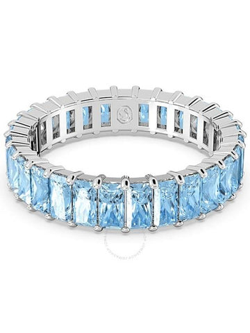 Swarovski Rhodium Plated Blue Baguette Cut Matrix Ring, Size 52 - SWAROVSKI - BALAAN 1