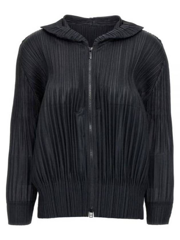 Fluffy Basic Pleated Hooded Zip-Up Black - ISSEY MIYAKE - BALAAN 2