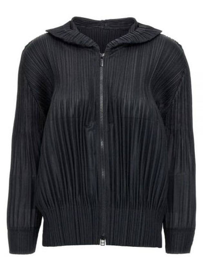 Fluffy Basic Pleated Hooded Zip-Up Black - ISSEY MIYAKE - BALAAN 2