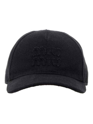 Logo Denim Ball Cap Black - MIU MIU - BALAAN 1