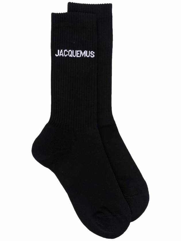 Les Chaussettes Ribbed Crew Socks Black - JACQUEMUS - BALAAN 2