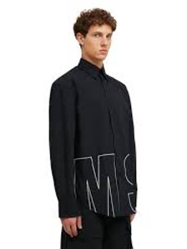 Embroidered Logo Cotton Long Sleeve Shirt Black - MSGM - BALAAN 5