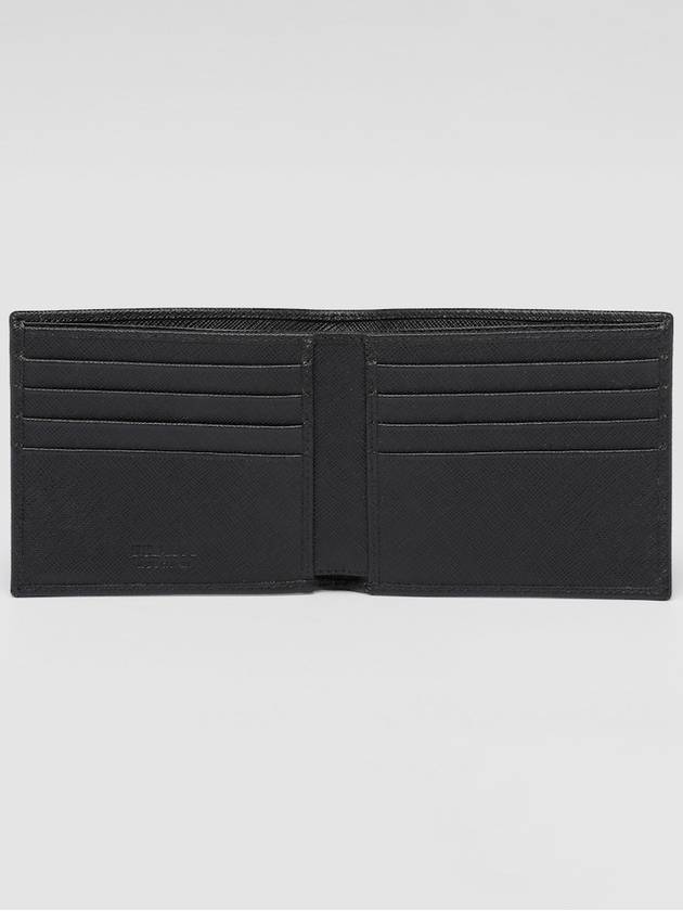 Triangle Logo Saffiano Half Wallet Black - PRADA - BALAAN 5