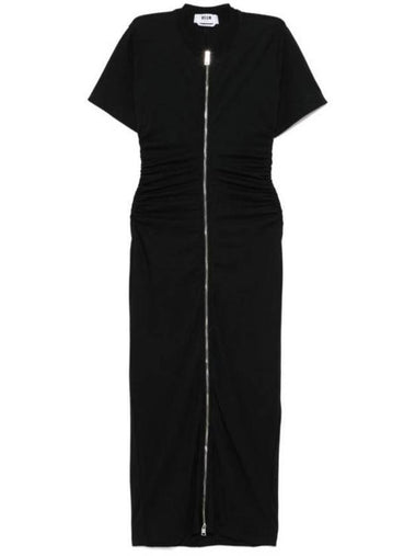 Zip up maxi long dress black - MSGM - BALAAN 1