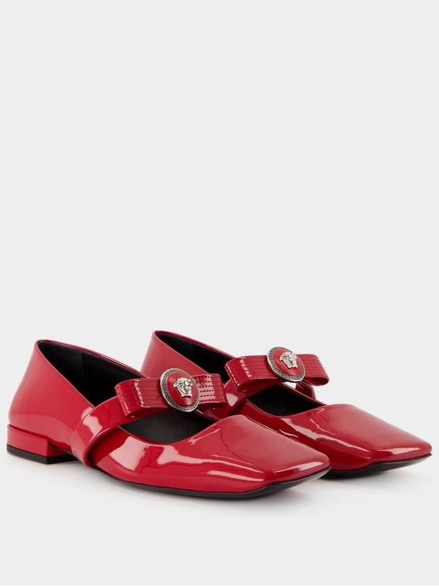 Gianni Ribbon Flat Shoes - Versace - Leather - Red - VERSACE - BALAAN 2