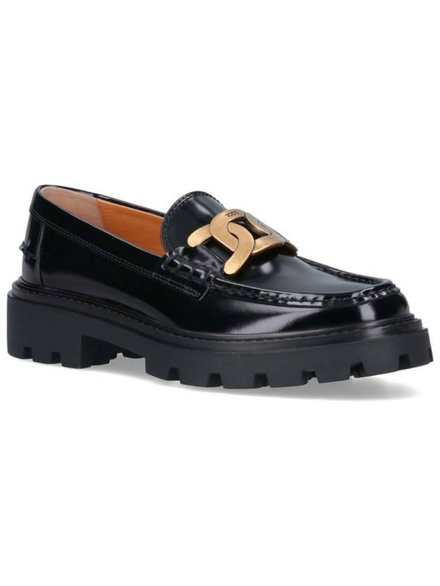 Women's Kate Metal Chain Leather Loafers Black - TOD'S - BALAAN 6