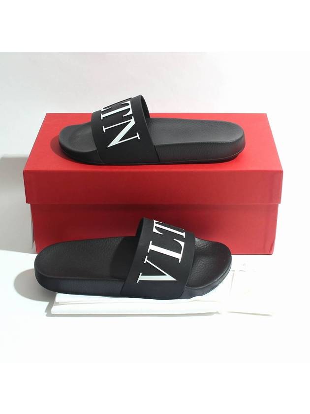 VLTN Logo Slippers Black - VALENTINO - BALAAN 6