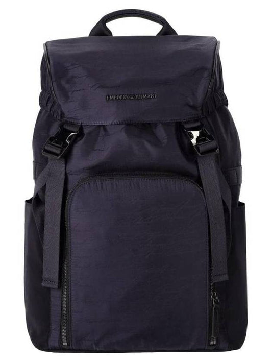 Logo Jacquard Nylon Backpack Navy - EMPORIO ARMANI - BALAAN.